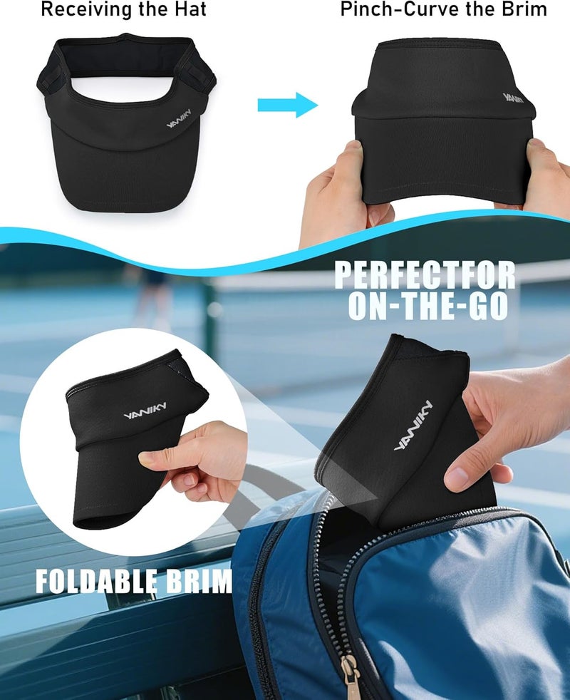 YANIKY Sports Sun Visor Hats for Women Men Lightweight Breathable Cooling Stretchy Visors Foldable UPF 50+ for Running Tennis Golf - Image 4